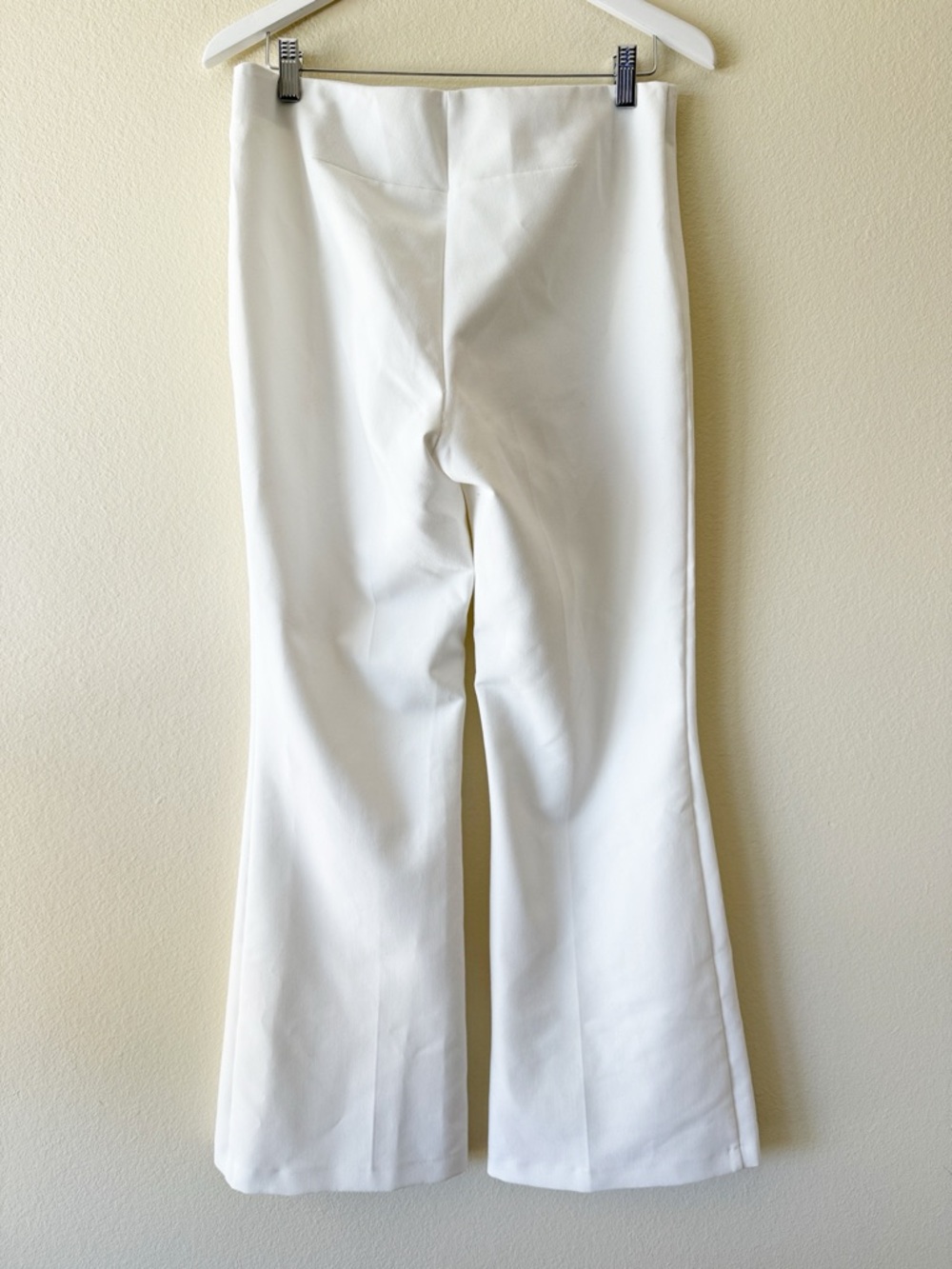 ZARA Minimalist White Flared Dress Pants High Waisted Creased Size Large - Picture 7 of 14